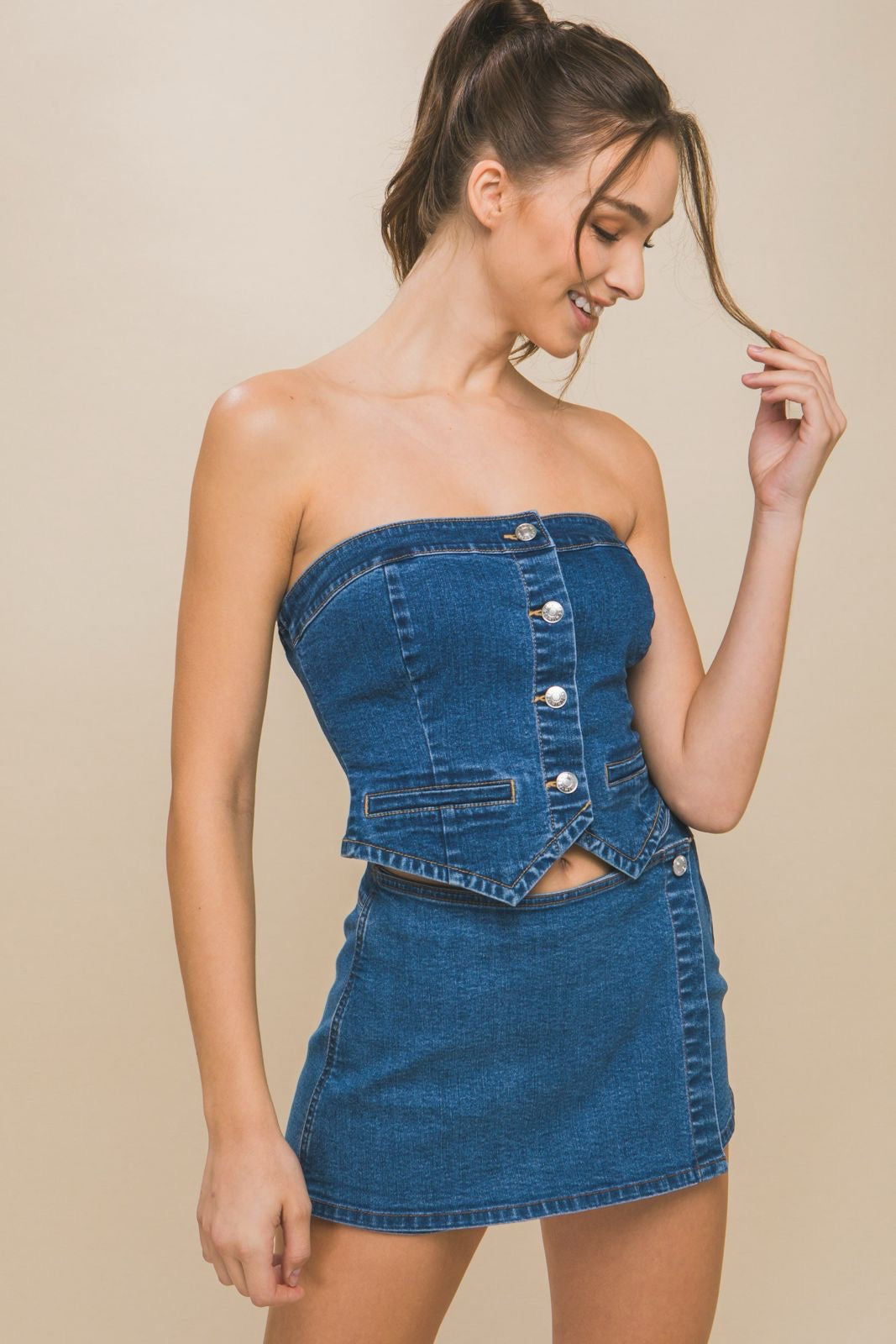 Denim corset