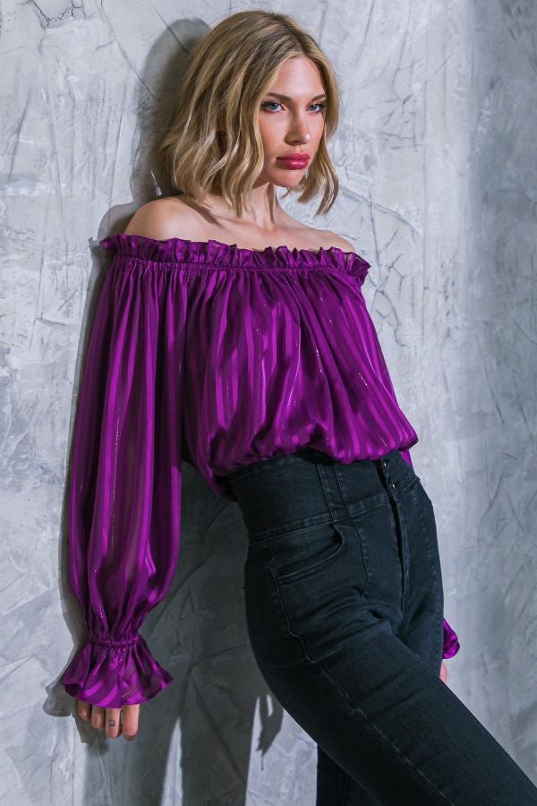 Dark purple off shoulder