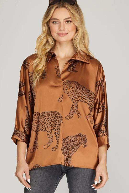 Leopard silky shirt