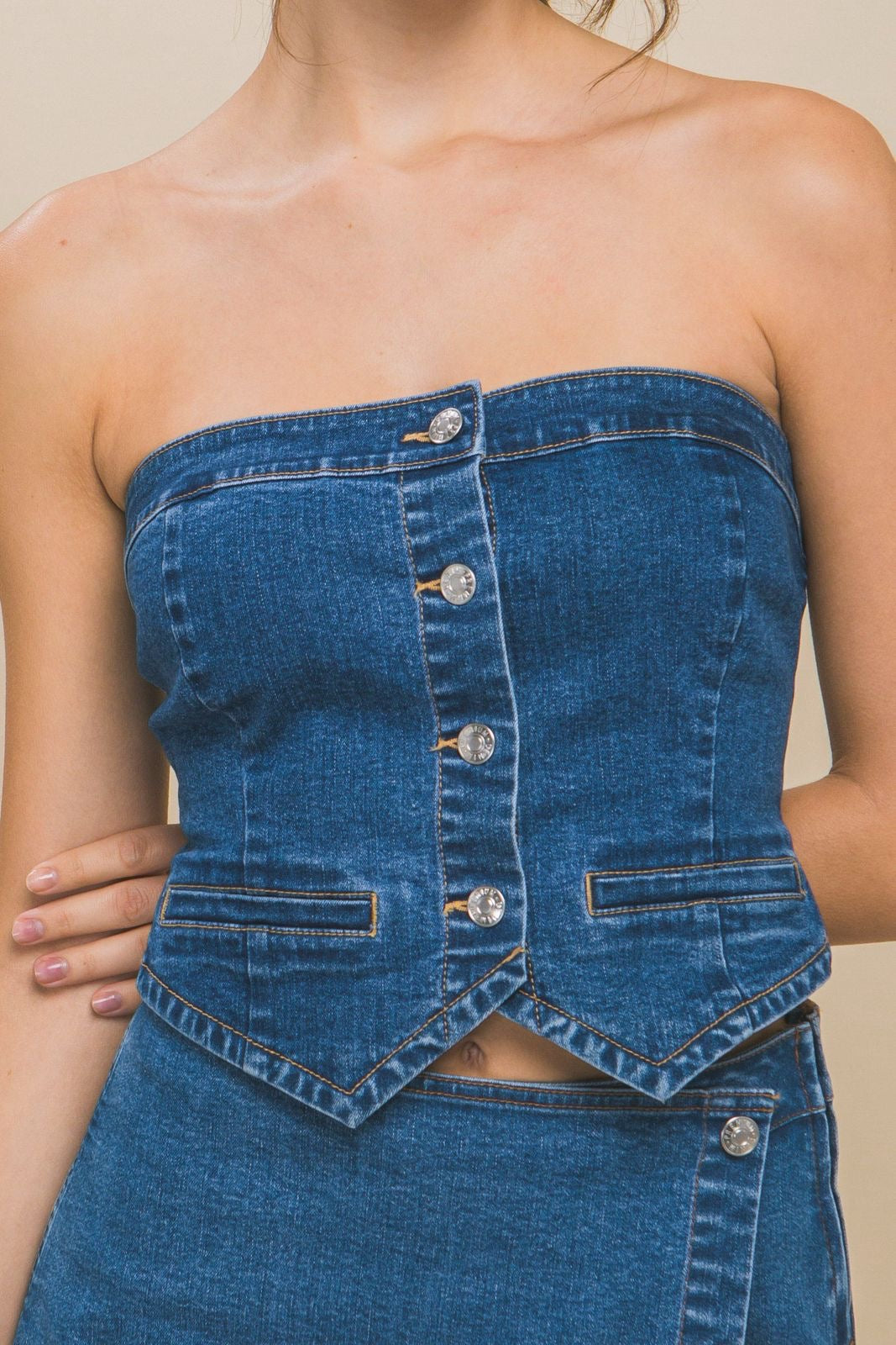 Denim corset