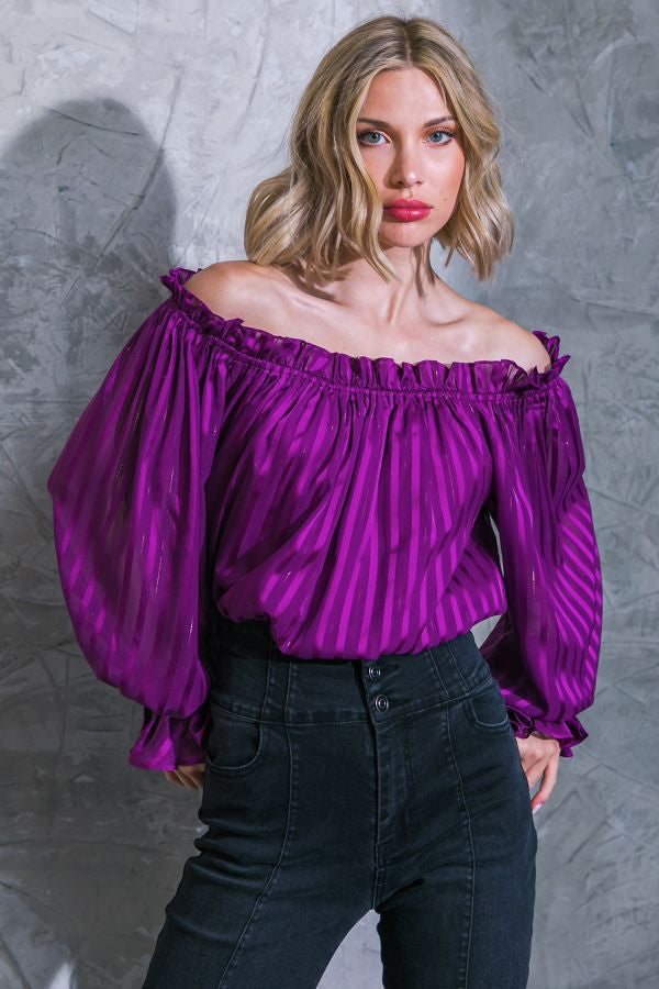 Dark purple off shoulder