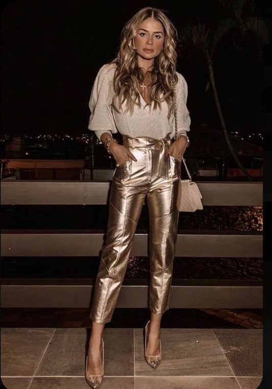 Gold metallic pant