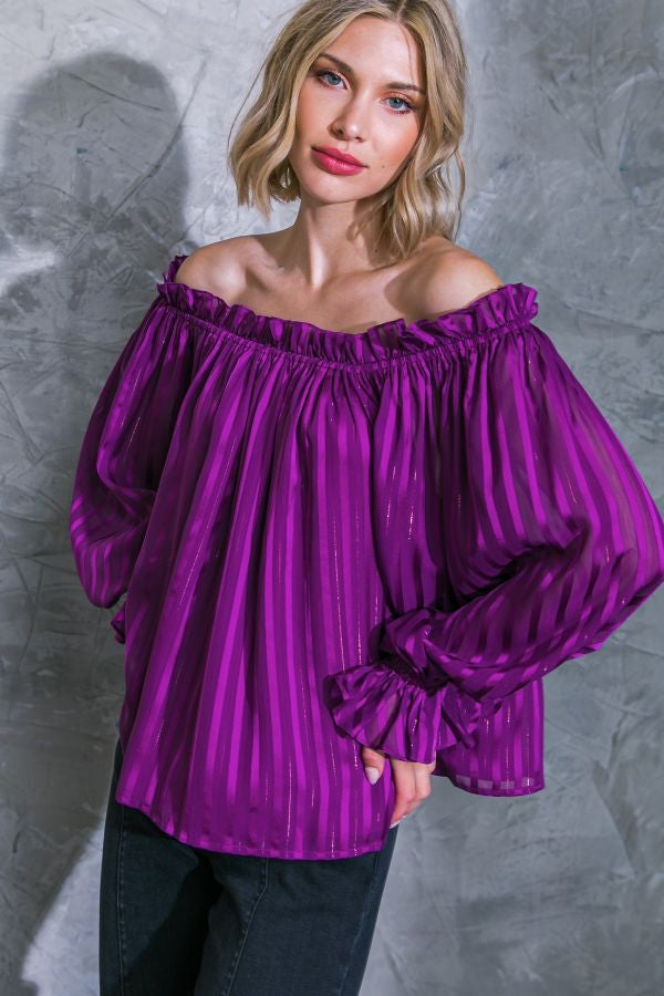 Dark purple off shoulder