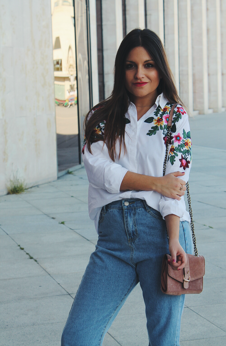 White flowered shirt