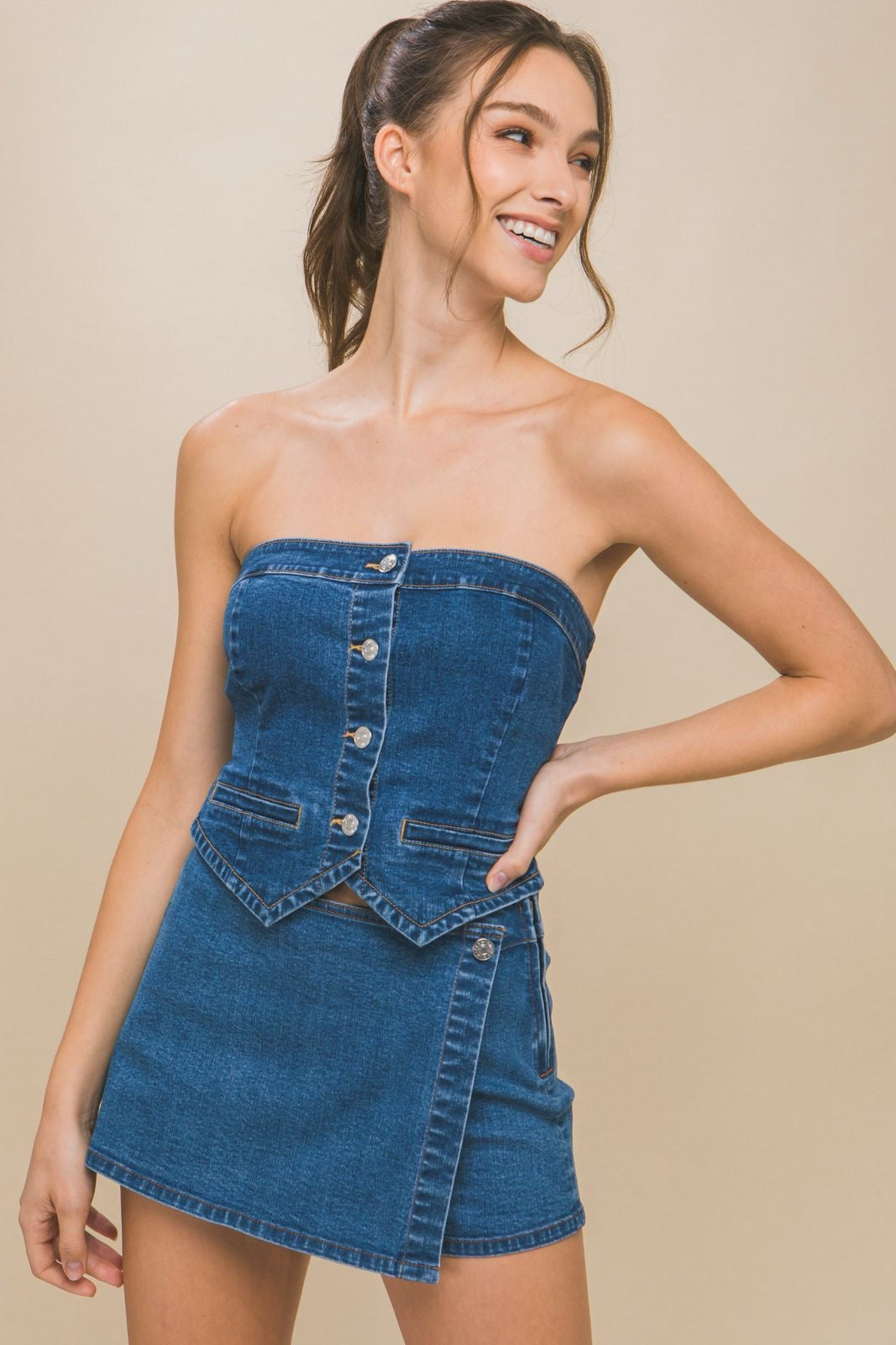 Denim corset