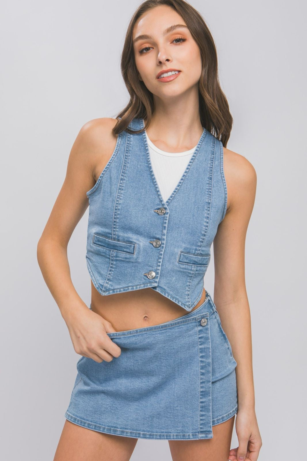 Denim wash vest