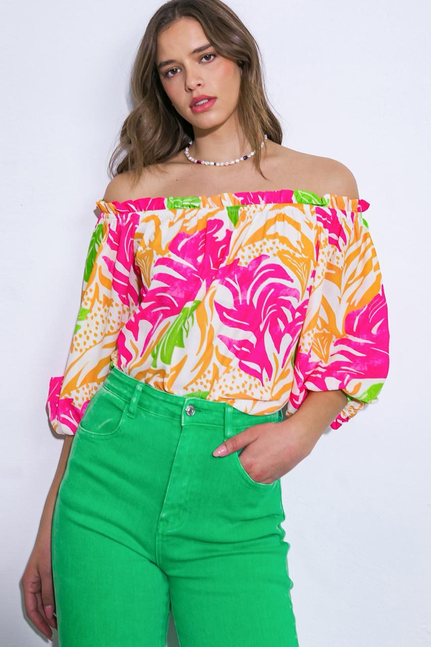 Colorful woven top