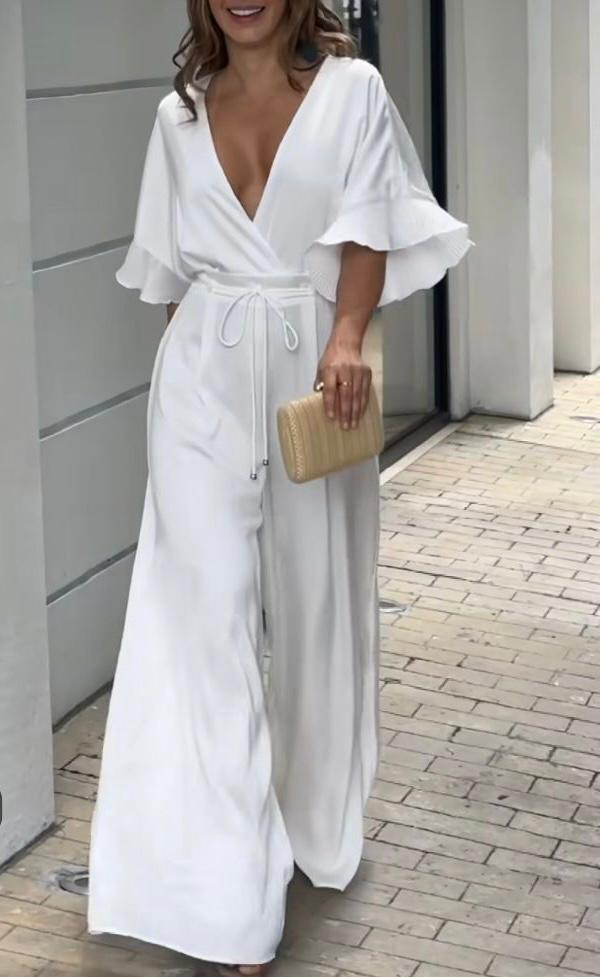 White silk jumpsuit